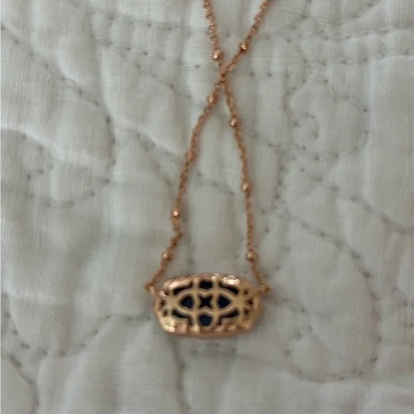 Kendra Scott Rose Gold Necklace + Matching Earrings with Blue Accents - Picture 4 of 5